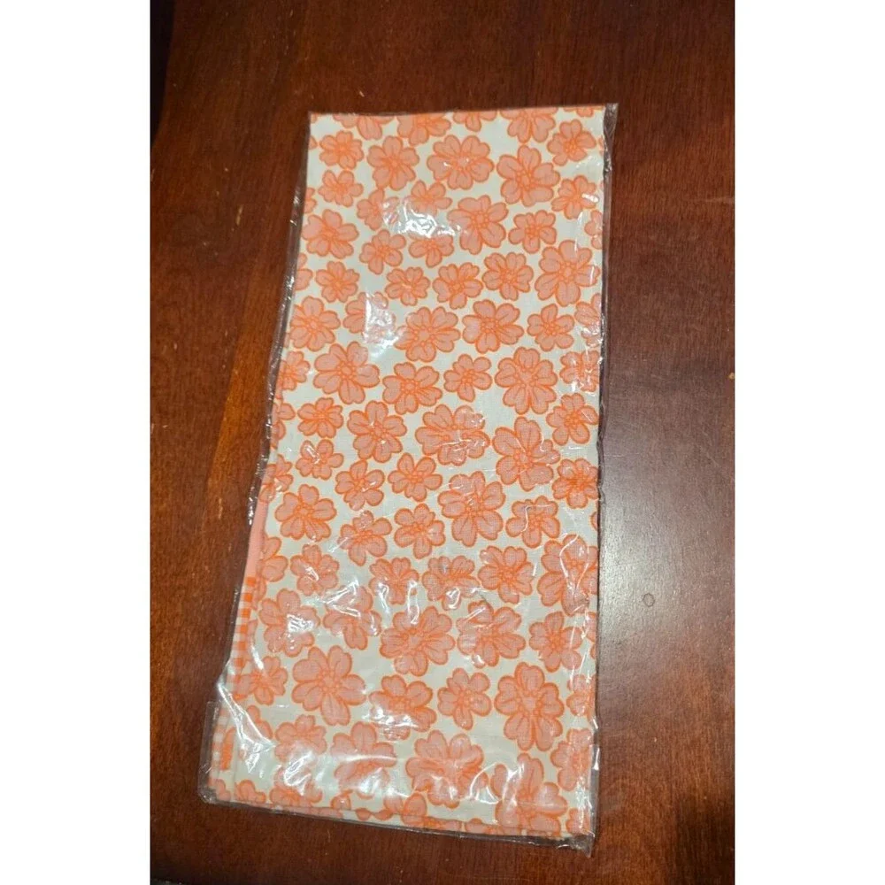 To The Market Rose All Day Tea Towel Orange Gingham Floral NEW in Packaging